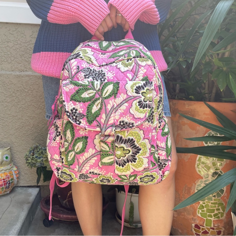 Vera Bradley Floral Pink Quilted Large Backpack